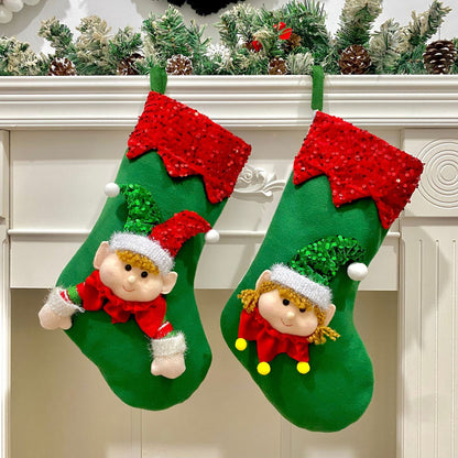 Playful Christmas Elf Stocking with Sequin Trim – Holiday Fun for All Ages