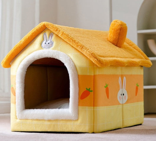 Cozy Cottage Pet House – Warm, Foldable, and Adorable for Dogs & Cats!