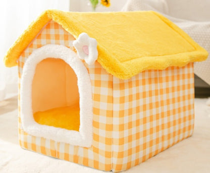 Cozy Cottage Pet House – Warm, Foldable, and Adorable for Dogs & Cats!