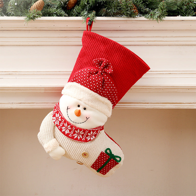 Charming Santa & Snowman Knitted Christmas Stockings – Perfect for Holiday Cheer!