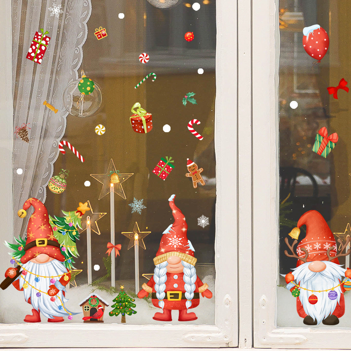 Festive Santa and Gnome Wall Stickers - Perfect for Holiday Décor!