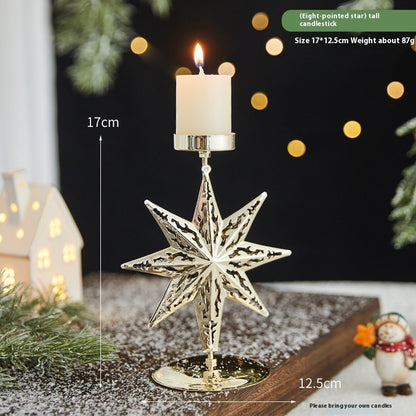 Elegant Christmas Star Wrought Iron Candlestick Holder – Festive Charm for Cozy Moments