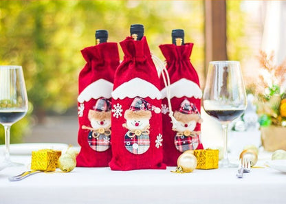 Festive Christmas Wine Bottle Covers – Adorable Holiday Bottle Bags for Perfect Gift Wrapping