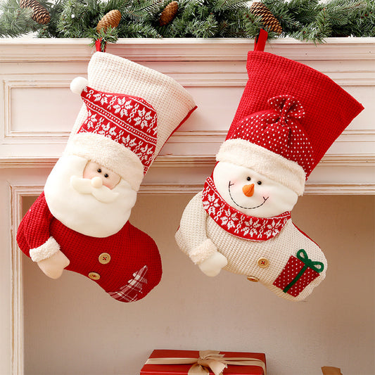 Charming Santa & Snowman Knitted Christmas Stockings – Perfect for Holiday Cheer!