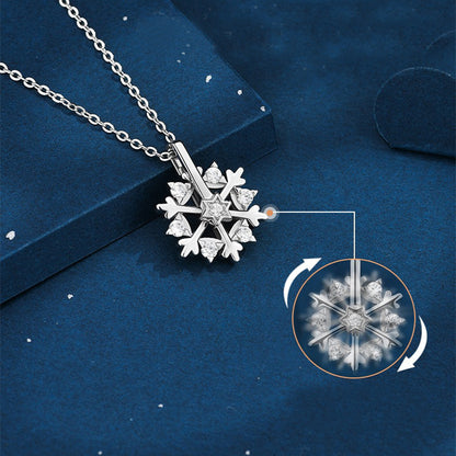 Rotatable 925 Silver Snowflake Necklace - A Sparkling Winter Treasure