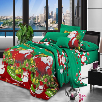 Festive Santa Claus Bedding Set - Cozy Christmas Three-Piece/Four-Piece Bedspread Collection