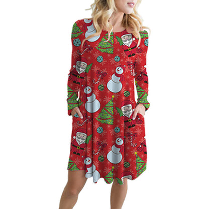 Festive Santa Swing Dress with Pockets – Holiday Fashion Made Fun