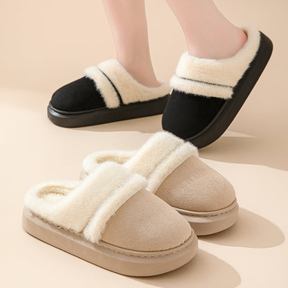 Warm Cotton House Slippers – Plush, Non-Slip Winter Comfort for Women