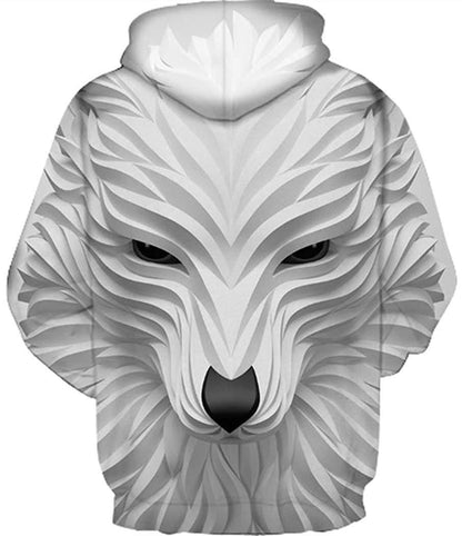 Fierce White Wolf 3D Print Hoodie – Bold Style Meets Ultimate Comfort