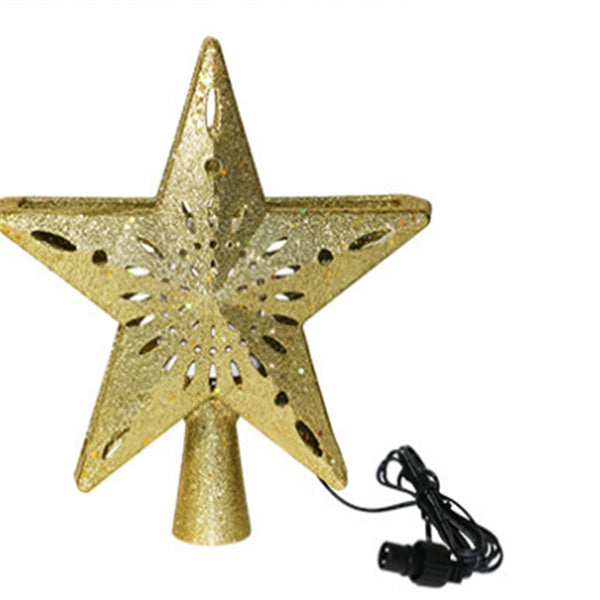 Glittering LED Christmas Tree Topper Star with Snowflake Projector – Magical Holiday Light Display