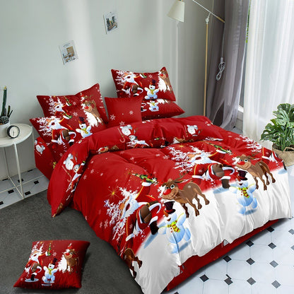 Festive Santa Claus Bedding Set - Cozy Christmas Three-Piece/Four-Piece Bedspread Collection