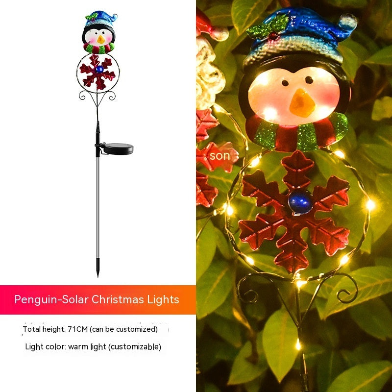 Solar Christmas Garden Lights – Festive LED Snowman, Santa, Reindeer & Penguin Yard Stakes!