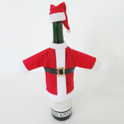 Santa Suit Wine Bottle Cover - Festive Christmas Bottle Decoration with Santa Hat