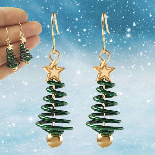 Festive Christmas Tree Star Earrings – Holiday Cheer for Your Ears!