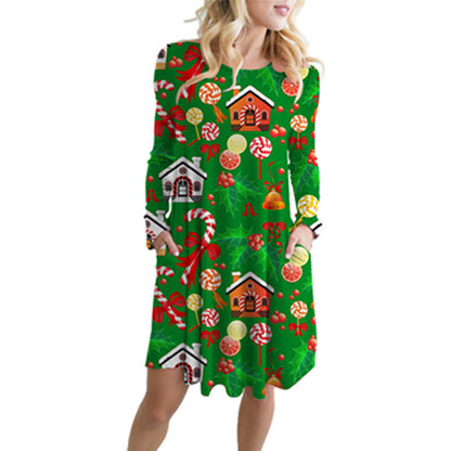 Festive Santa Swing Dress with Pockets – Holiday Fashion Made Fun