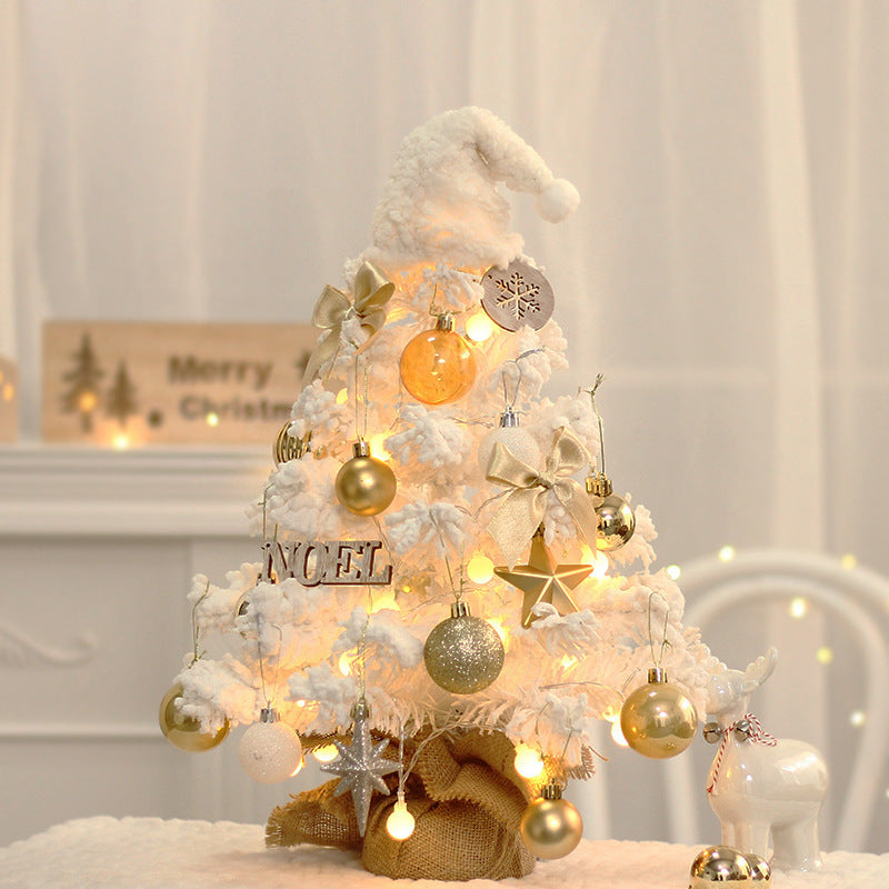 Elegant Christmas Flocking LED Desktop Tree - Add Sparkle to Your Holiday Décor!