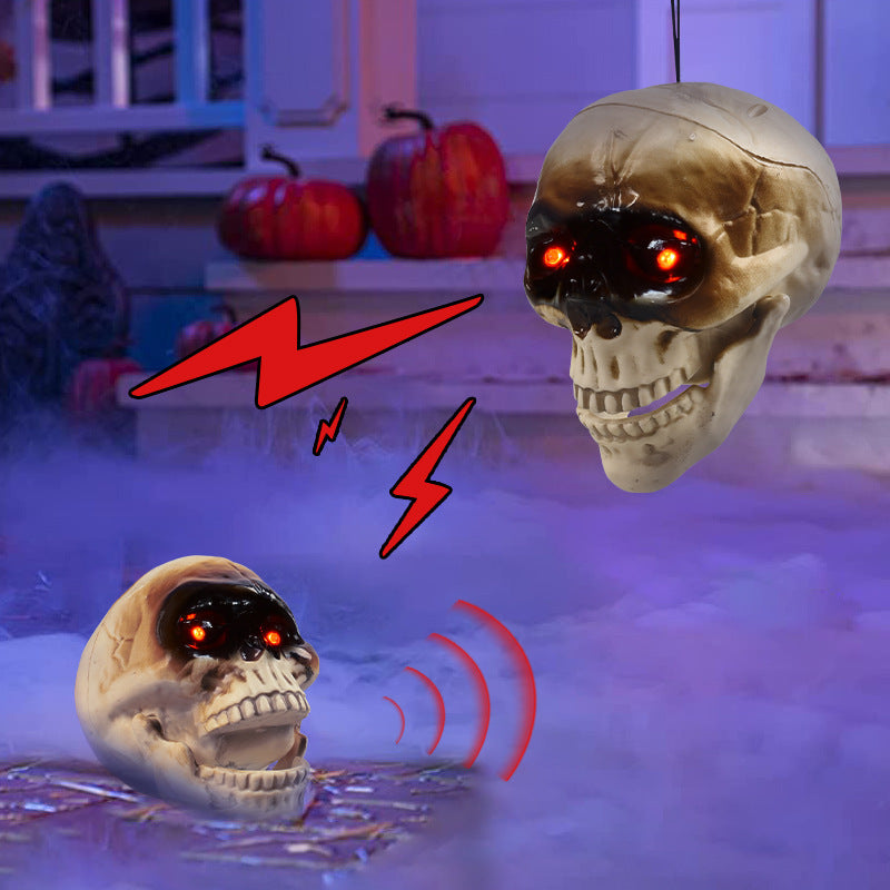 Animated Floating Skeleton Halloween Decoration – Realistic Skull Heads with Spooky Sound for Ultimate Fright!