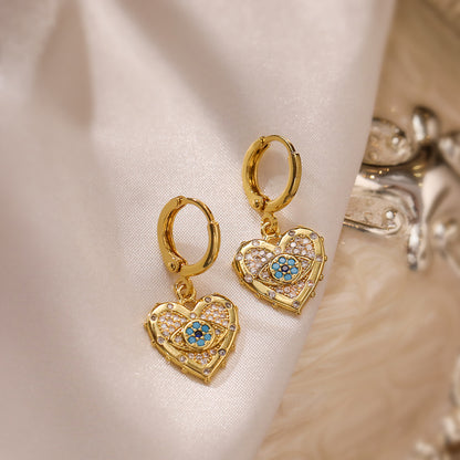 Heart-Shaped Zircon Pendant Necklace and Earrings Set – Copper Plated with Real Gold Finish for a Timeless, Elegant Look