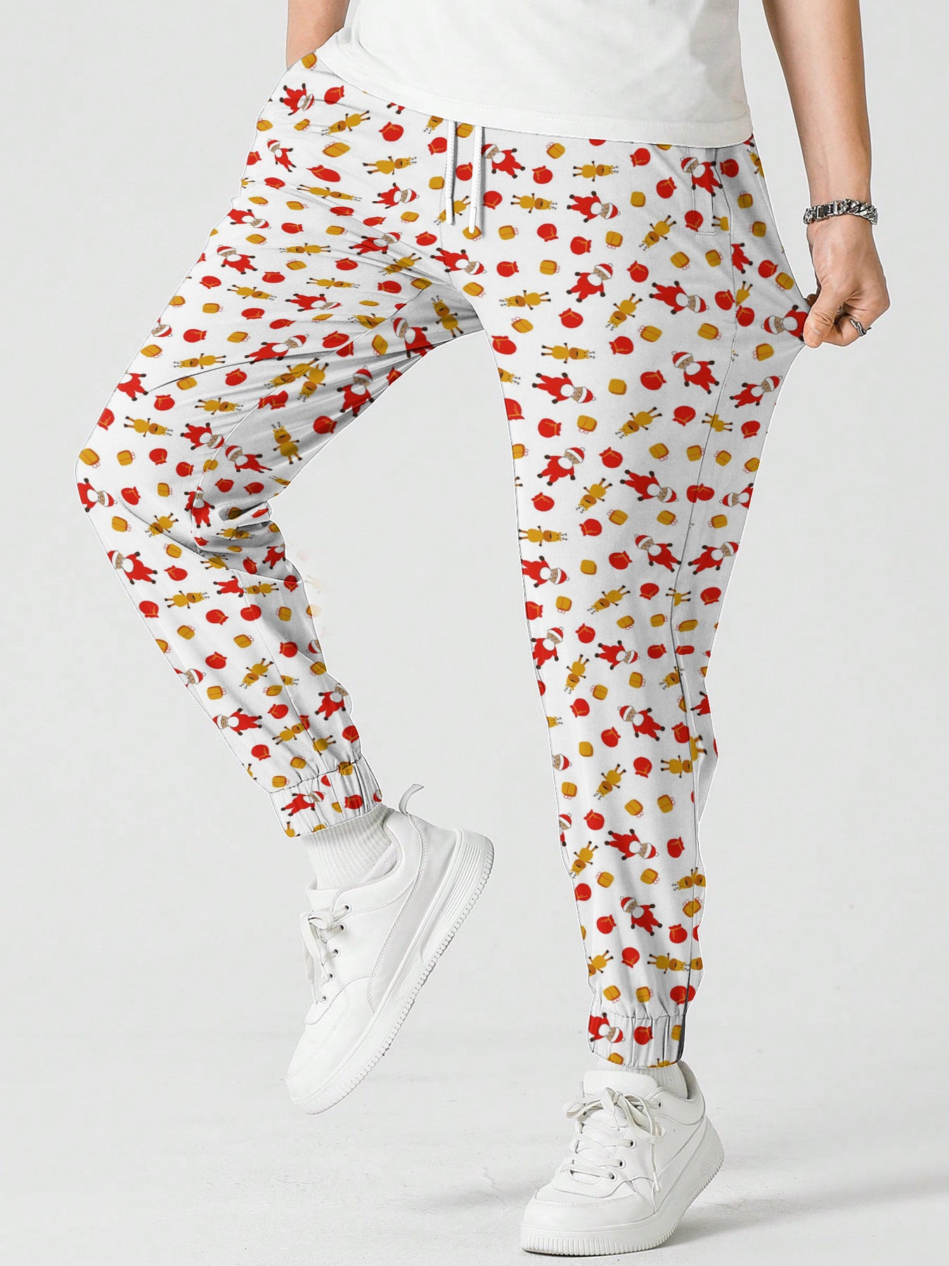 Men’s Christmas Printed Sweatpants – Festive Holiday Joggers with Snowman, Santa, and Reindeer Designs