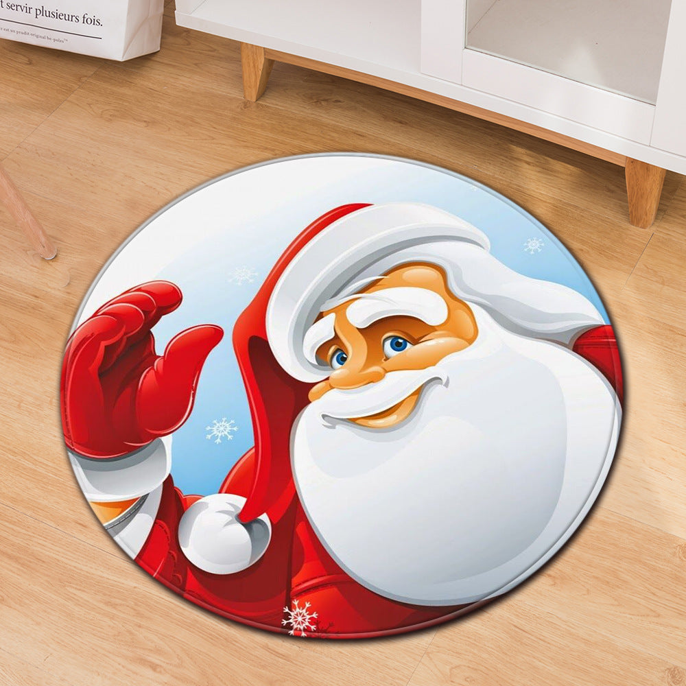 Festive Round Christmas Doormats – Non-Slip Holiday Floor Décor for Your Home