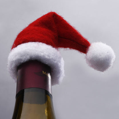 Santa Suit Wine Bottle Cover - Festive Christmas Bottle Decoration with Santa Hat