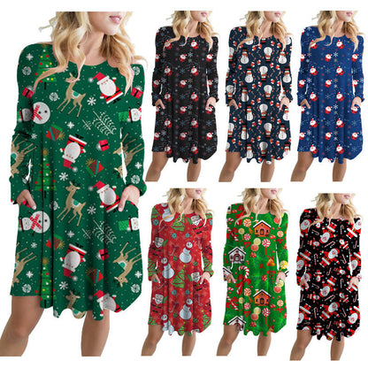 Festive Santa Swing Dress with Pockets – Holiday Fashion Made Fun