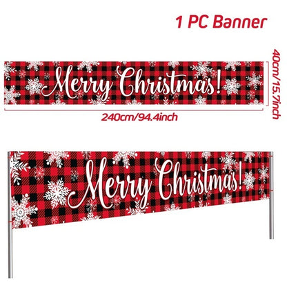 Outdoor Merry Christmas Banner - Festive Holiday Decoration Backdrop for Yard and Fence