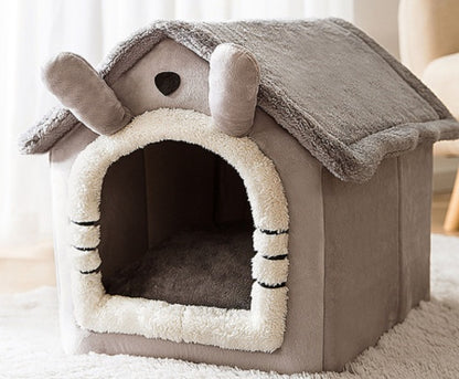 Cozy Cottage Pet House – Warm, Foldable, and Adorable for Dogs & Cats!