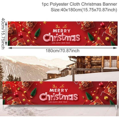 Outdoor Merry Christmas Banner - Festive Holiday Decoration Backdrop for Yard and Fence