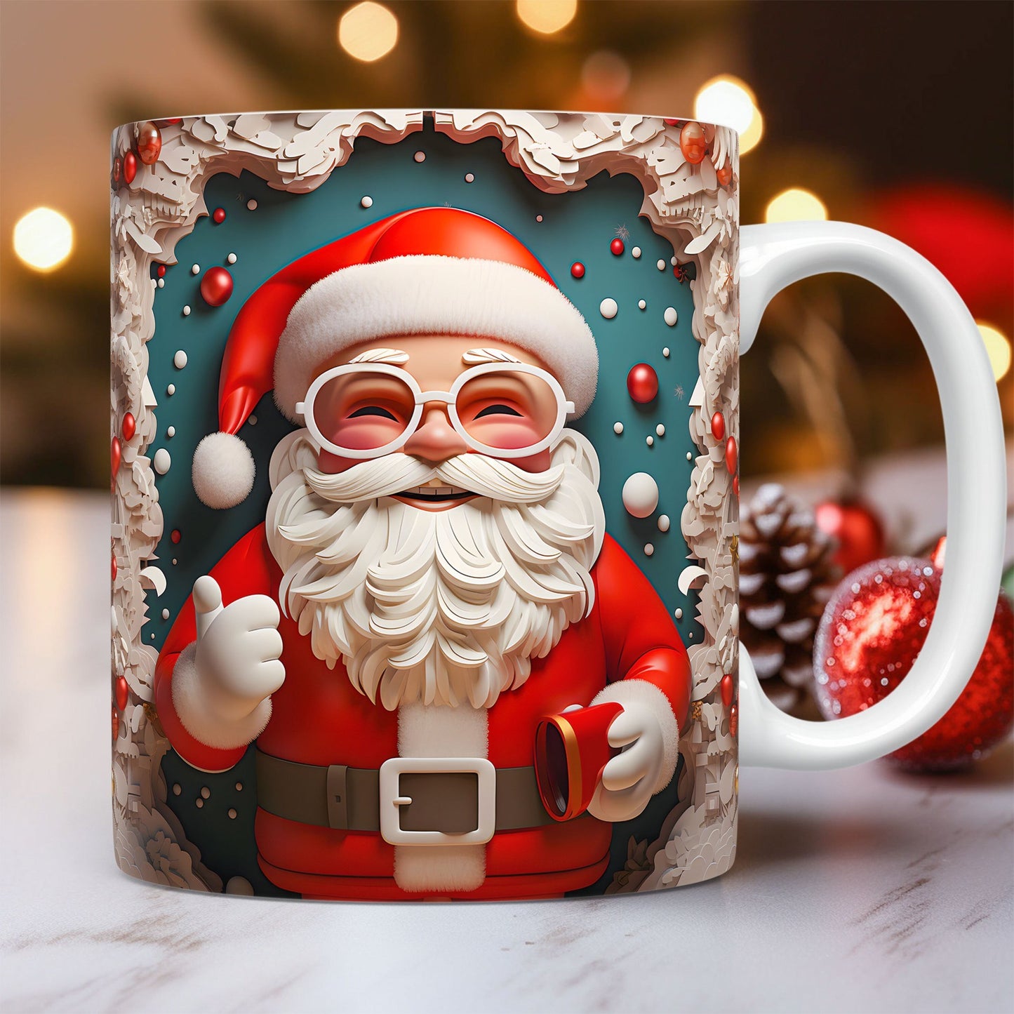 Festive 3D Christmas Ceramic Mug – Adorable Santa Design for Holiday Cheer!