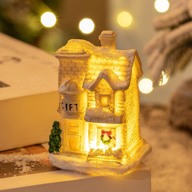 Mini LED Light-Up Christmas Village Houses – Festive Resin Decor for a Cozy Holiday Atmosphere