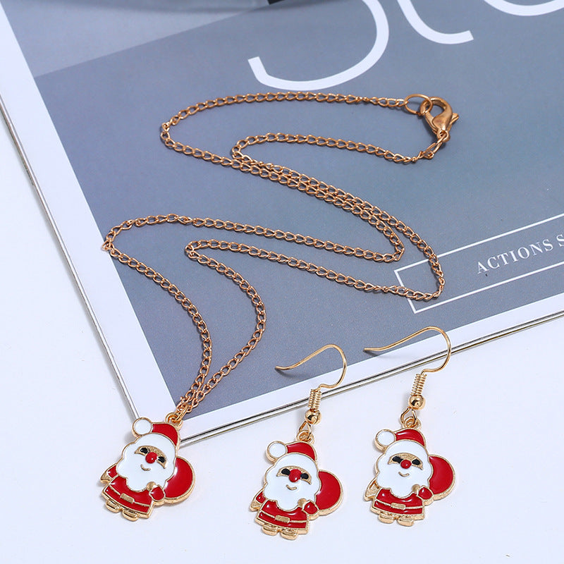 Santa Claus Earrings & Necklace Set – Festive Holiday Jewelry