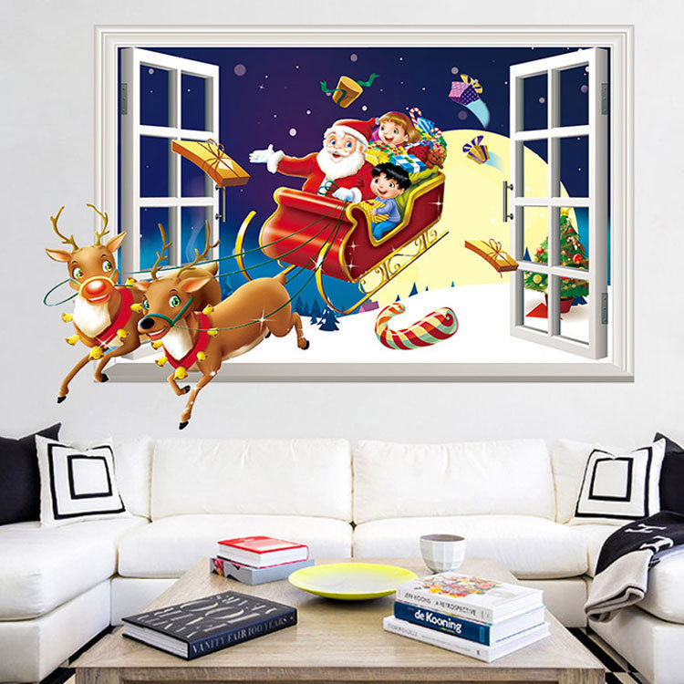 Festive Christmas Wall Stickers – Self-Adhesive Holiday Decor for Windows & Walls