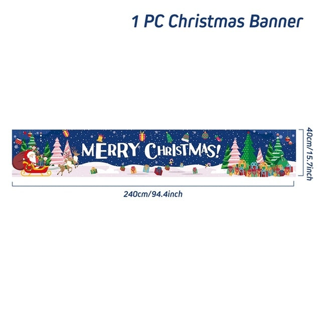 Outdoor Merry Christmas Banner - Festive Holiday Decoration Backdrop for Yard and Fence