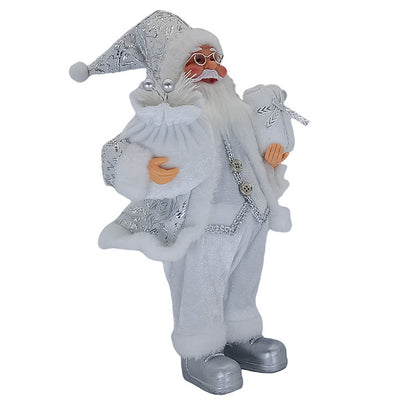 Elegant Standing Santa Claus with Gift Bag – A Sparkling Holiday Scene Decor