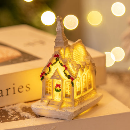 Mini LED Light-Up Christmas Village Houses – Festive Resin Decor for a Cozy Holiday Atmosphere