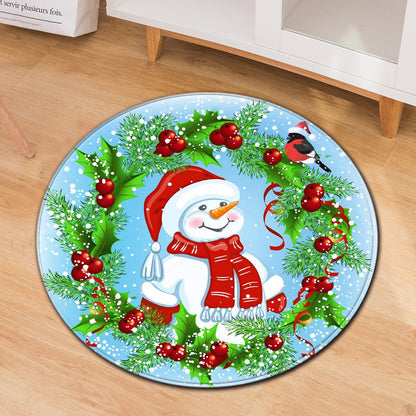 Festive Round Christmas Doormats – Non-Slip Holiday Floor Décor for Your Home