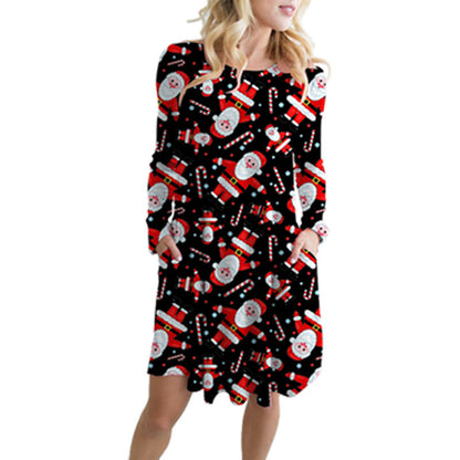 Festive Santa Swing Dress with Pockets – Holiday Fashion Made Fun