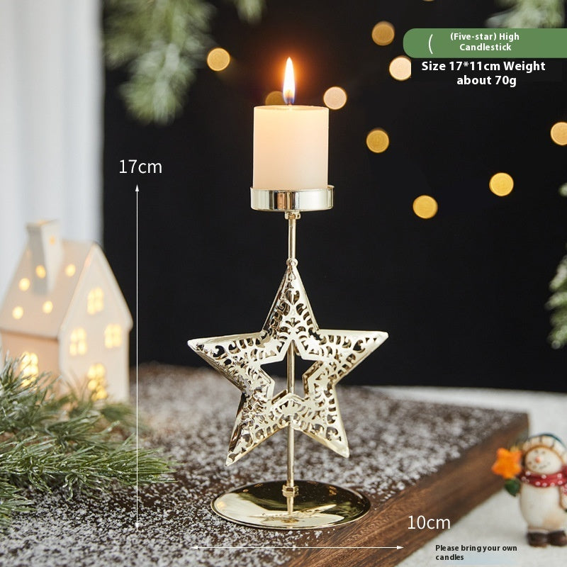 Elegant Christmas Star Wrought Iron Candlestick Holder – Festive Charm for Cozy Moments