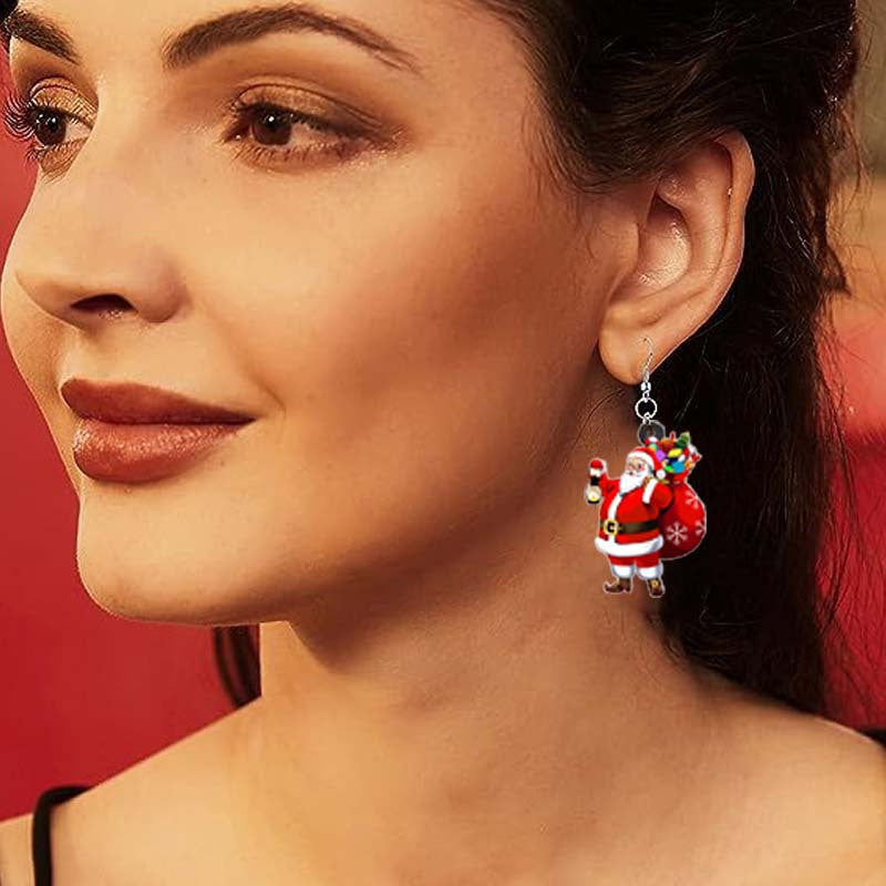 Playful Cartoon Santa Claus Acrylic Earrings – Festive Holiday Charm