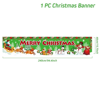 Outdoor Merry Christmas Banner - Festive Holiday Decoration Backdrop for Yard and Fence