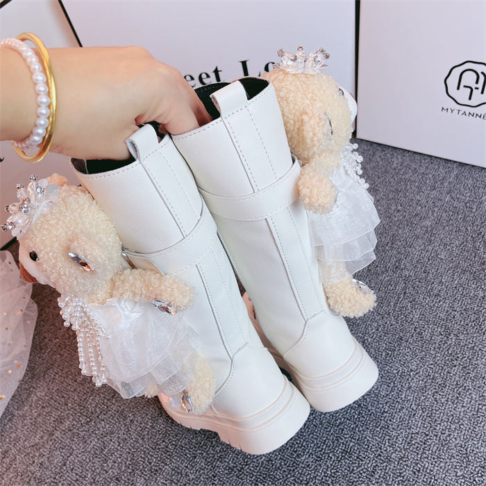 Adorable Girls’ Leather Bear Boots – Cute & Stylish Boots with Teddy Bear Accents