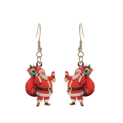 Playful Cartoon Santa Claus Acrylic Earrings – Festive Holiday Charm