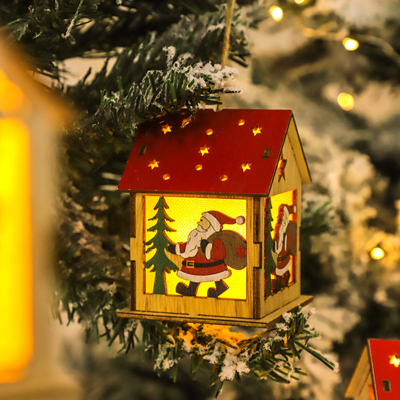 Festive Luminous Wooden Pendants – Charming Holiday Ornaments for Warm Décor