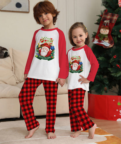 Festive Family Matching Pajama Set – Christmas Long Sleeve T-Shirts & Plaid Pants