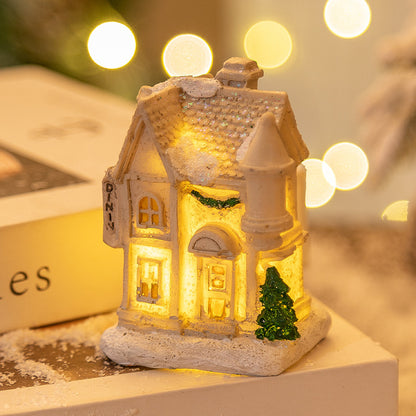 Mini LED Light-Up Christmas Village Houses – Festive Resin Decor for a Cozy Holiday Atmosphere