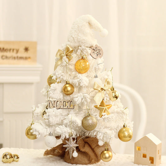 Elegant Christmas Flocking LED Desktop Tree - Add Sparkle to Your Holiday Décor!