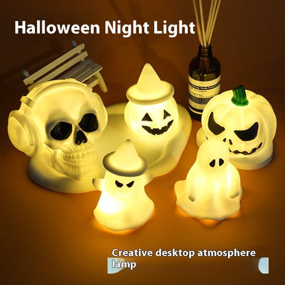 Halloween LED Glowing Pumpkin & Ghost Night Lamps – Adorable Spooky Ornaments for a Magical Glow!