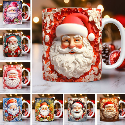 Festive 3D Christmas Ceramic Mug – Adorable Santa Design for Holiday Cheer!