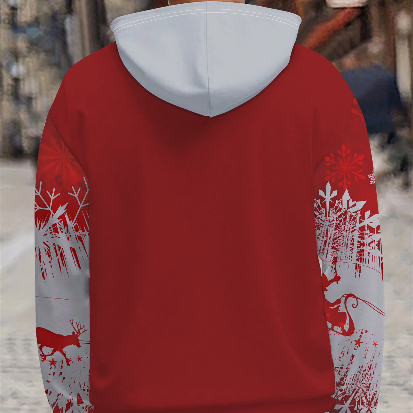 Men’s Festive Christmas Hoodie - Cozy Winter Wear with Santa Sleigh Print